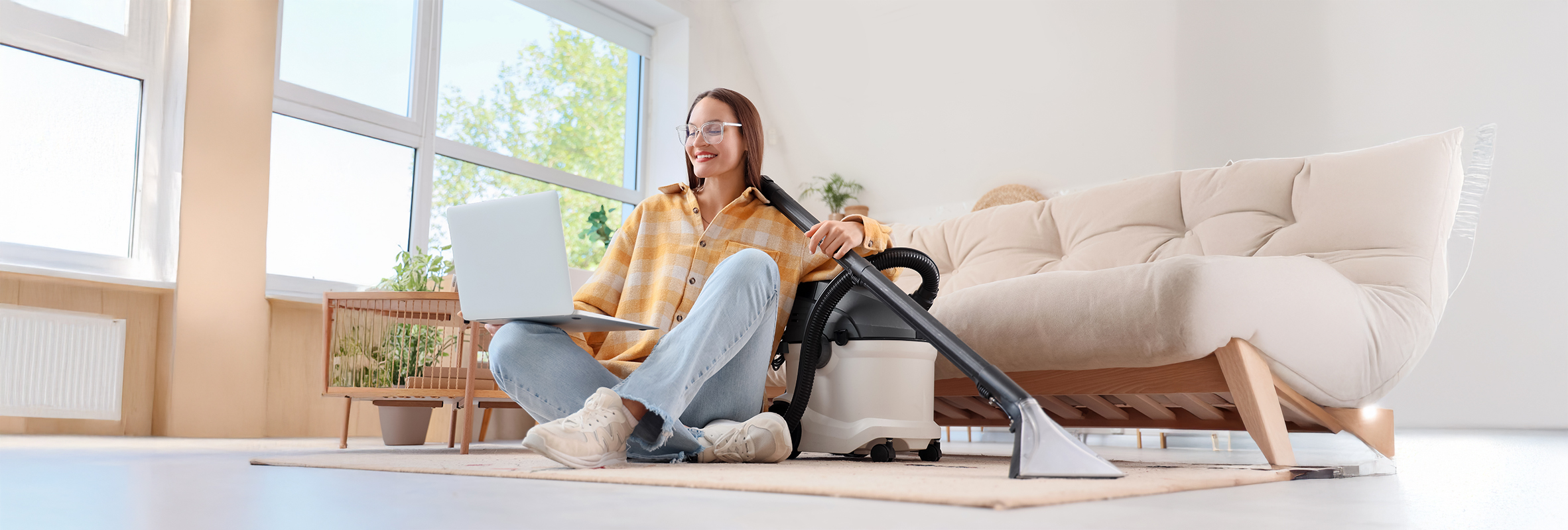 woman spring cleaning